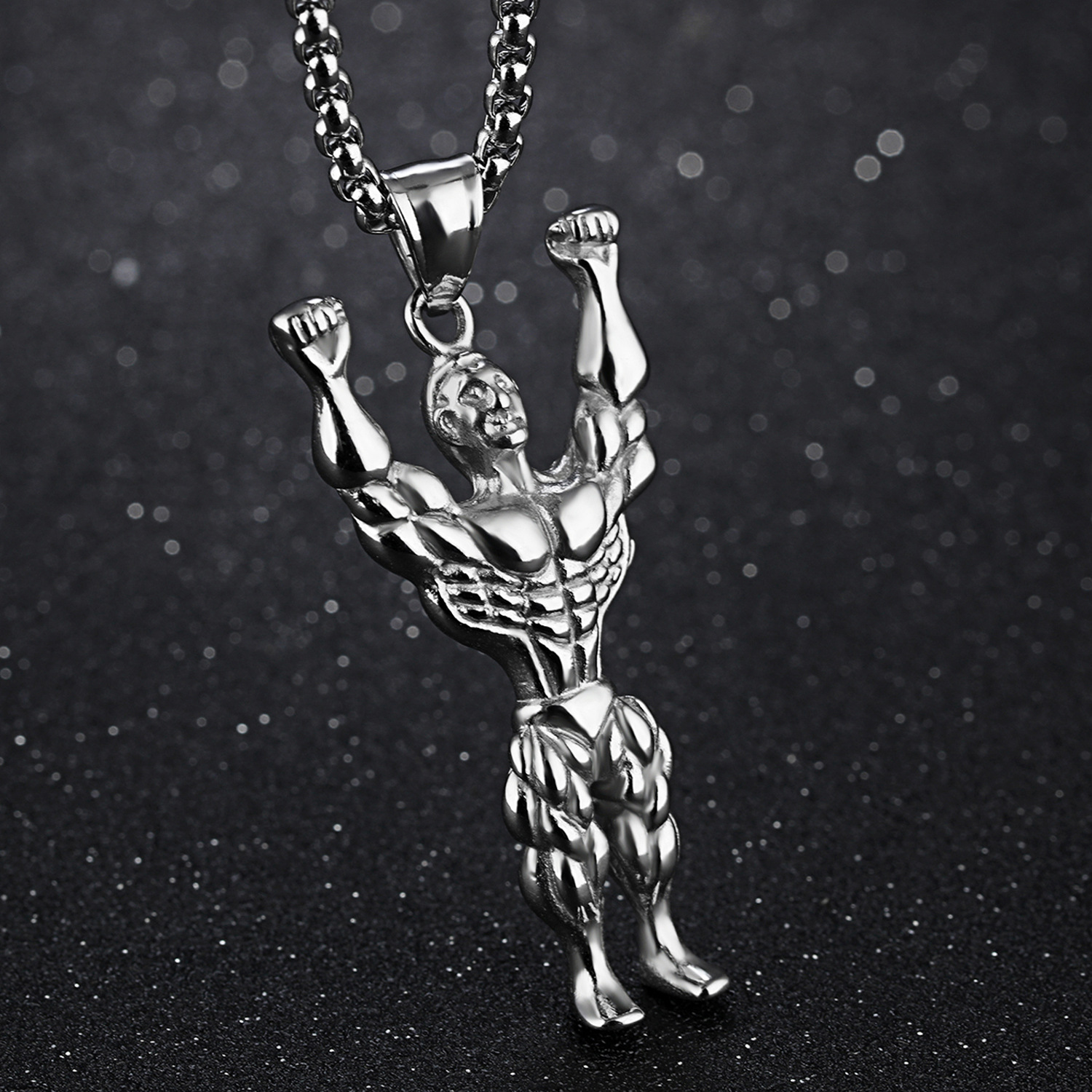 Personality Titanium Steel Muscular man Necklace Mr Movement Fitness Pendant Accessories