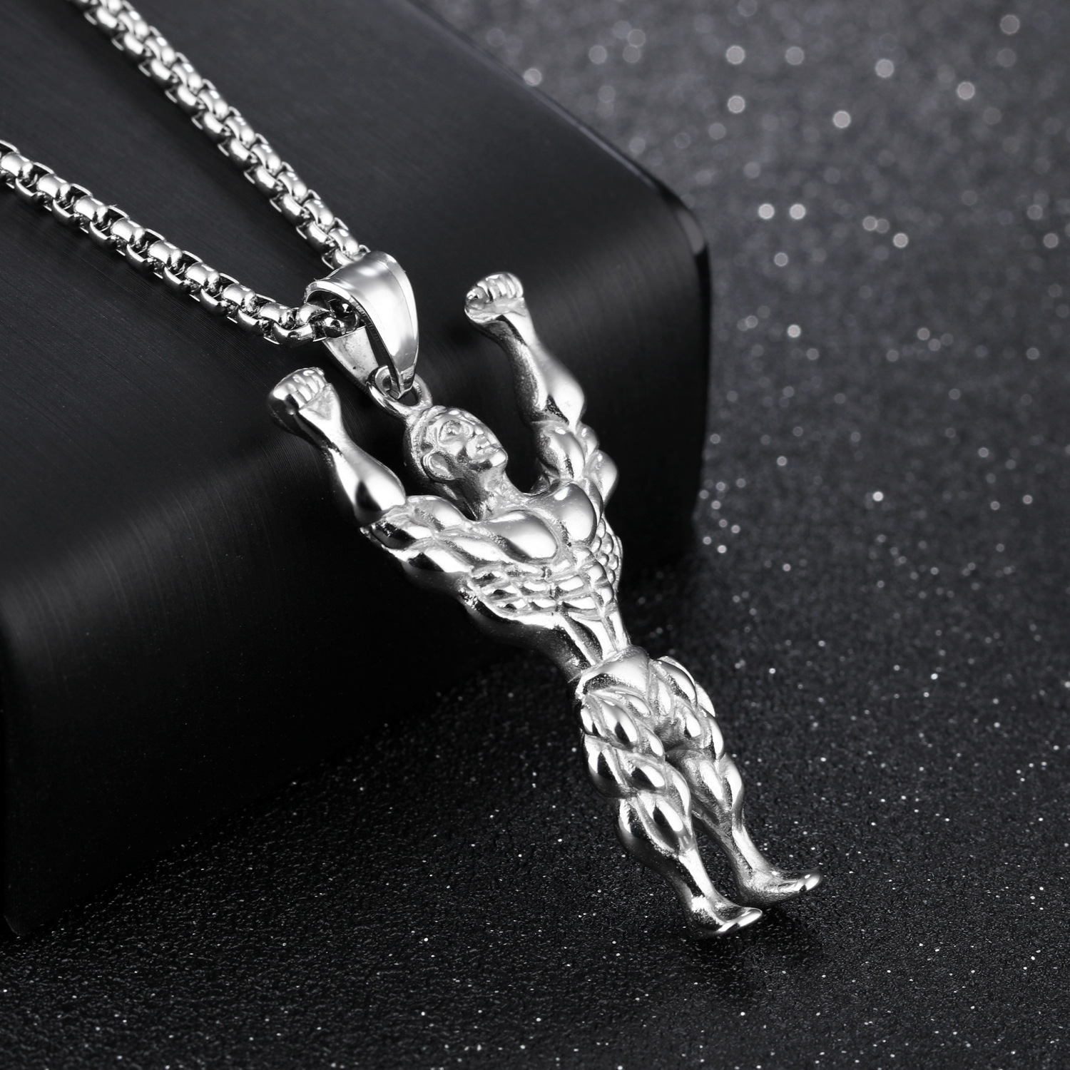 Personality Titanium Steel Muscular man Necklace Mr Movement Fitness Pendant Accessories