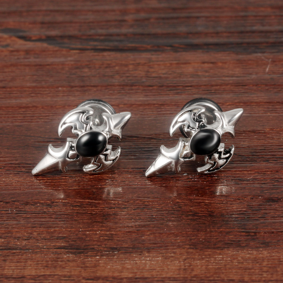 Retro Cross Men Earrings Domineering Black King Cross Sword Titanium Steel Jewelry