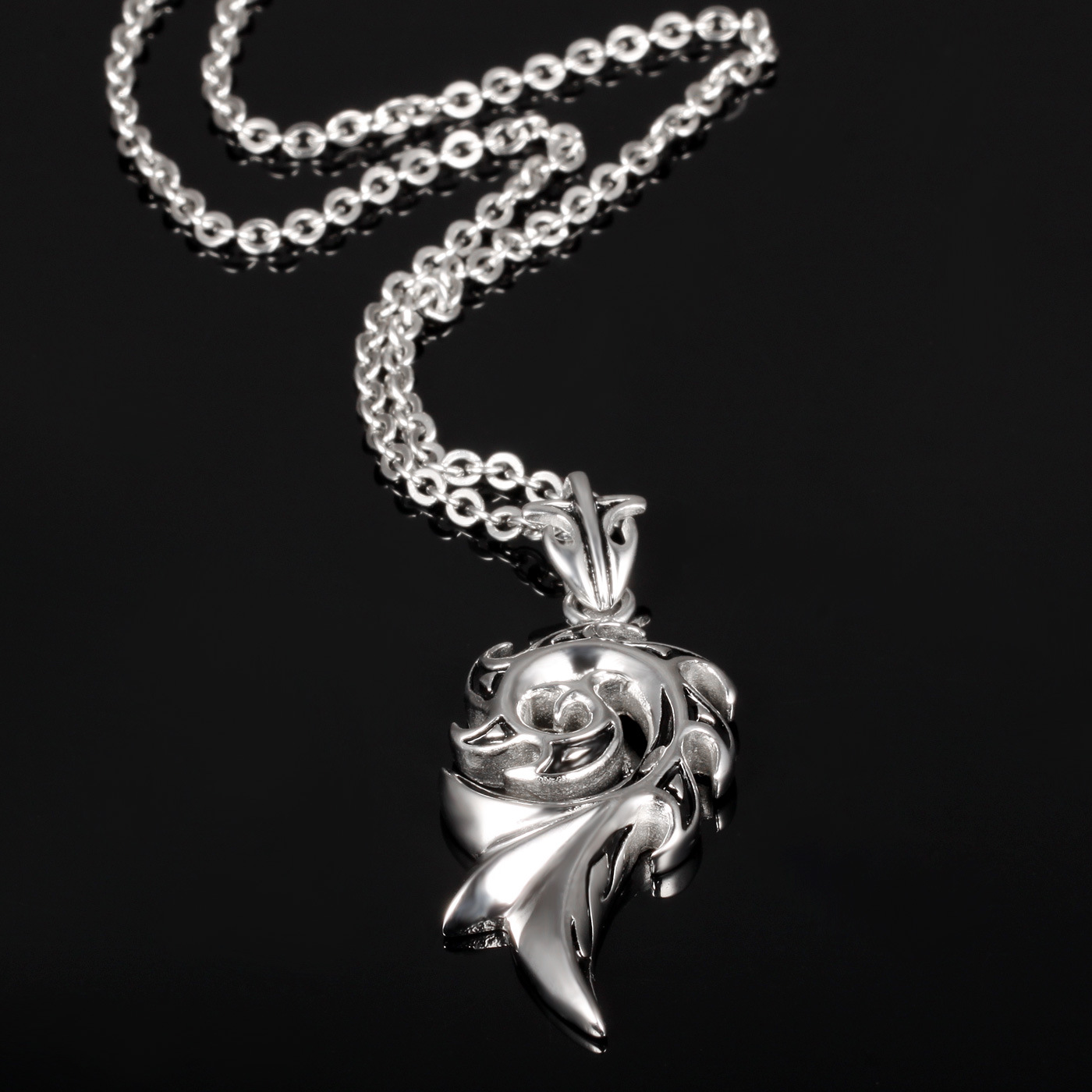 Men Flame Pendant Fashion Accessories Titanium Steel Personality Necklace