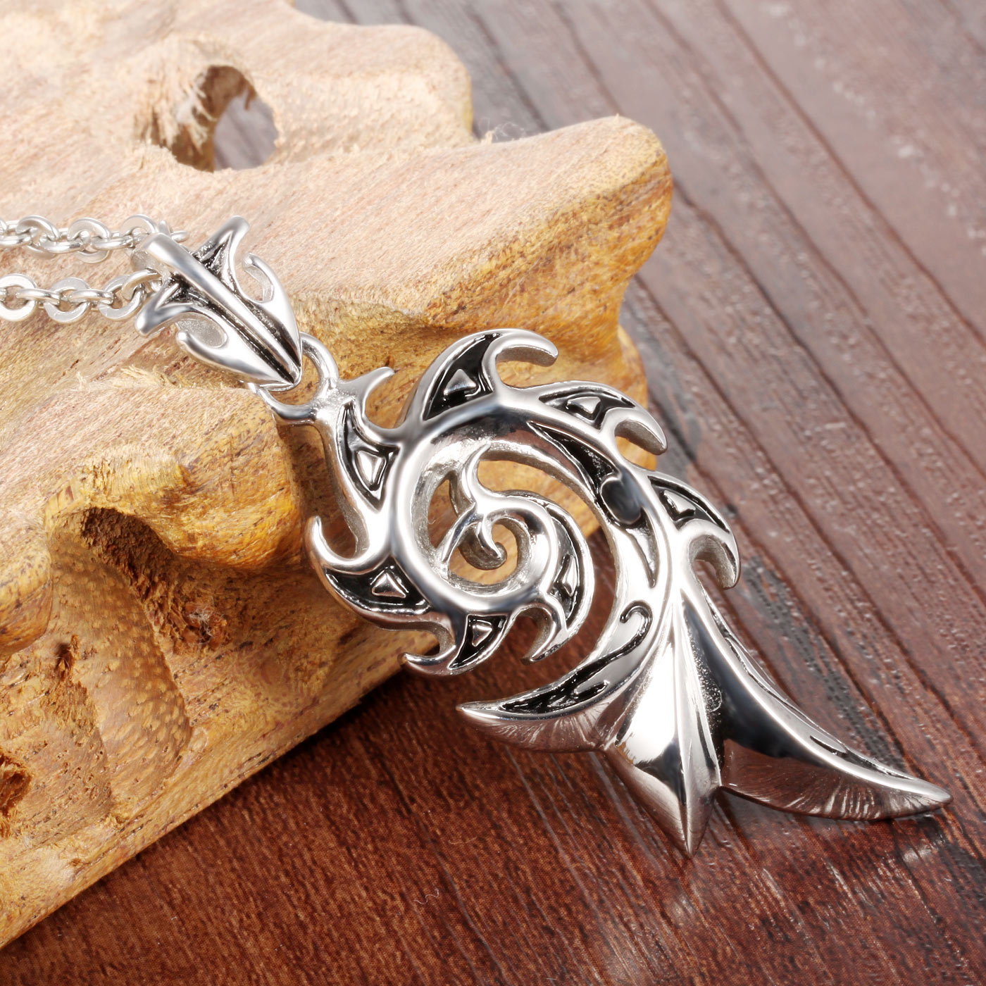 Men Flame Pendant Fashion Accessories Titanium Steel Personality Necklace
