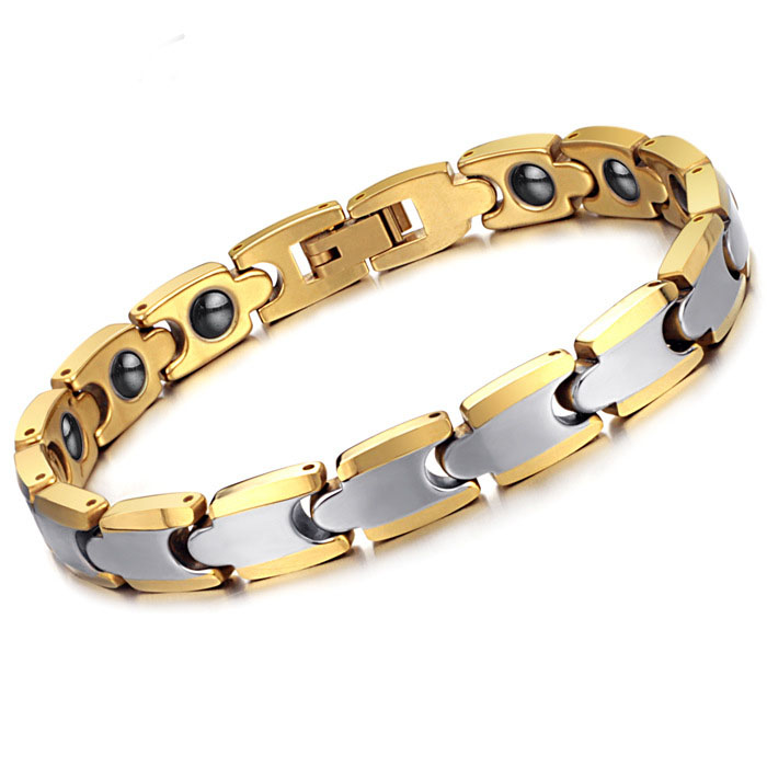 Men Personality Accessories Fashion Tungsten Steel Electroplated Rose gold Magnet Health Bracelet