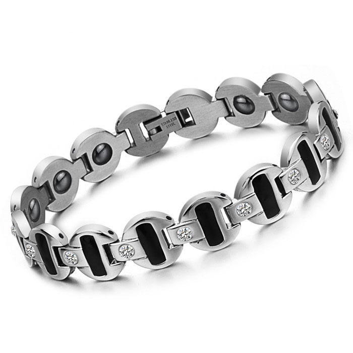 Western Style Jewelry Drip Oil Rhinestones Fashion Men Wearing Magnetic Bracelet