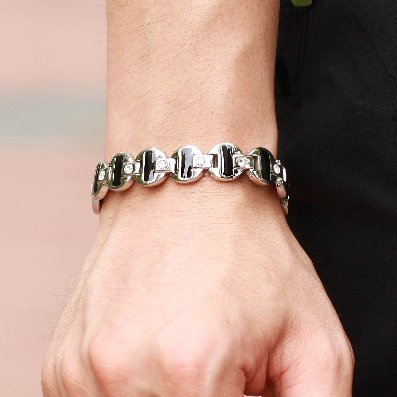 Western Style Jewelry Drip Oil Rhinestones Fashion Men Wearing Magnetic Bracelet