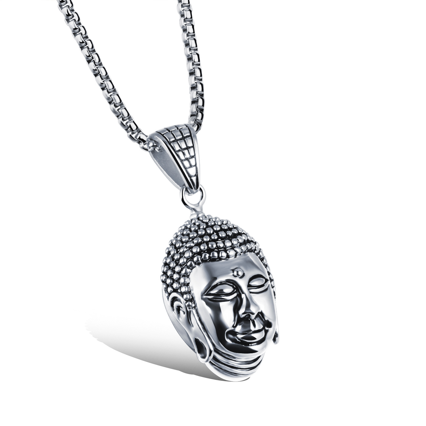 Titanium Steel Buddha Statue Domineering Titanium Steel Men Necklace keep us safe Jewelry