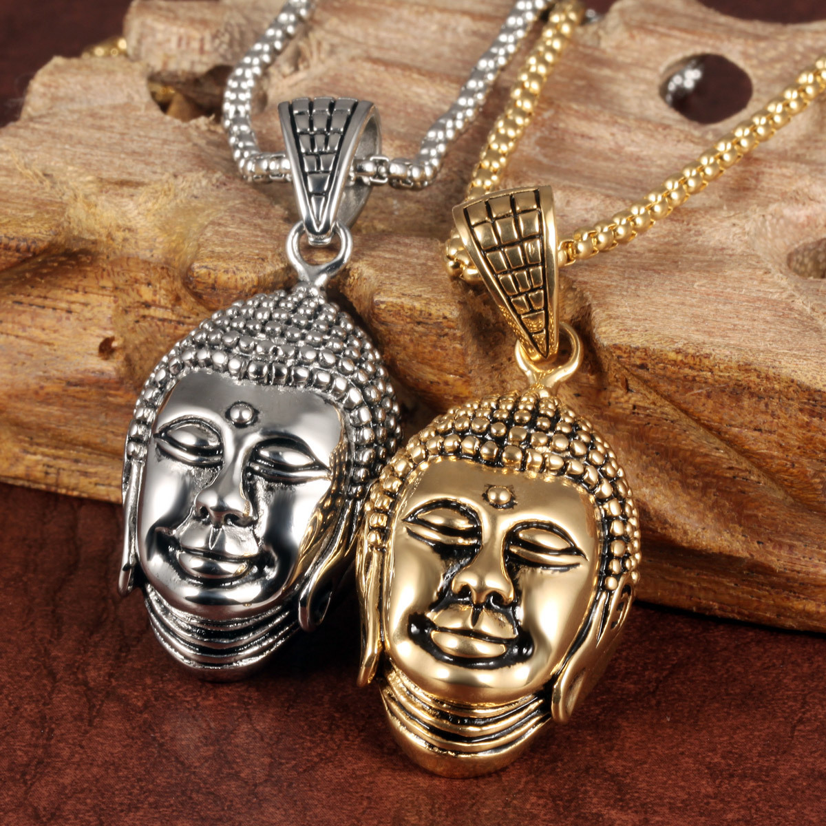 Titanium Steel Buddha Statue Domineering Titanium Steel Men Necklace keep us safe Jewelry