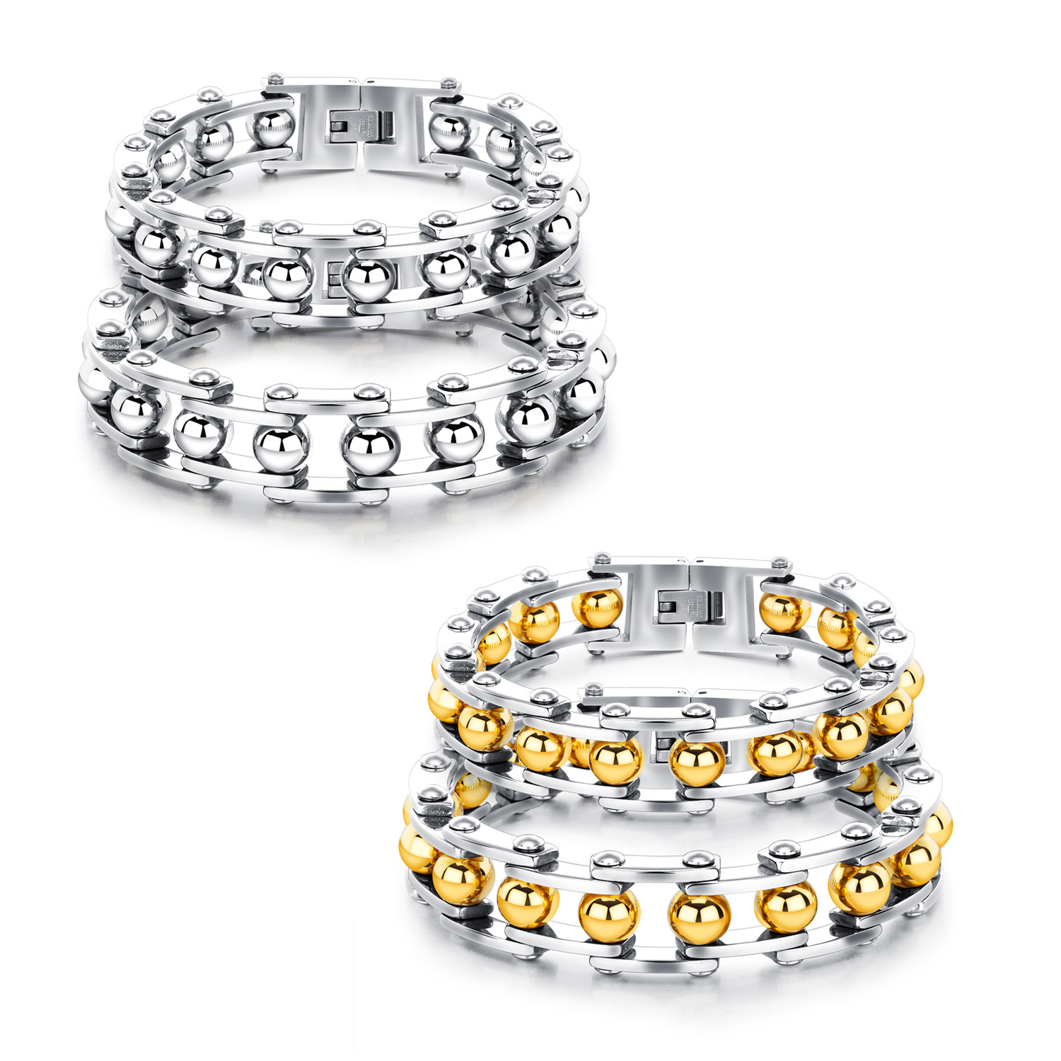 Men Fashion Personality Trend Stainless Steel Between the gold Bracelet