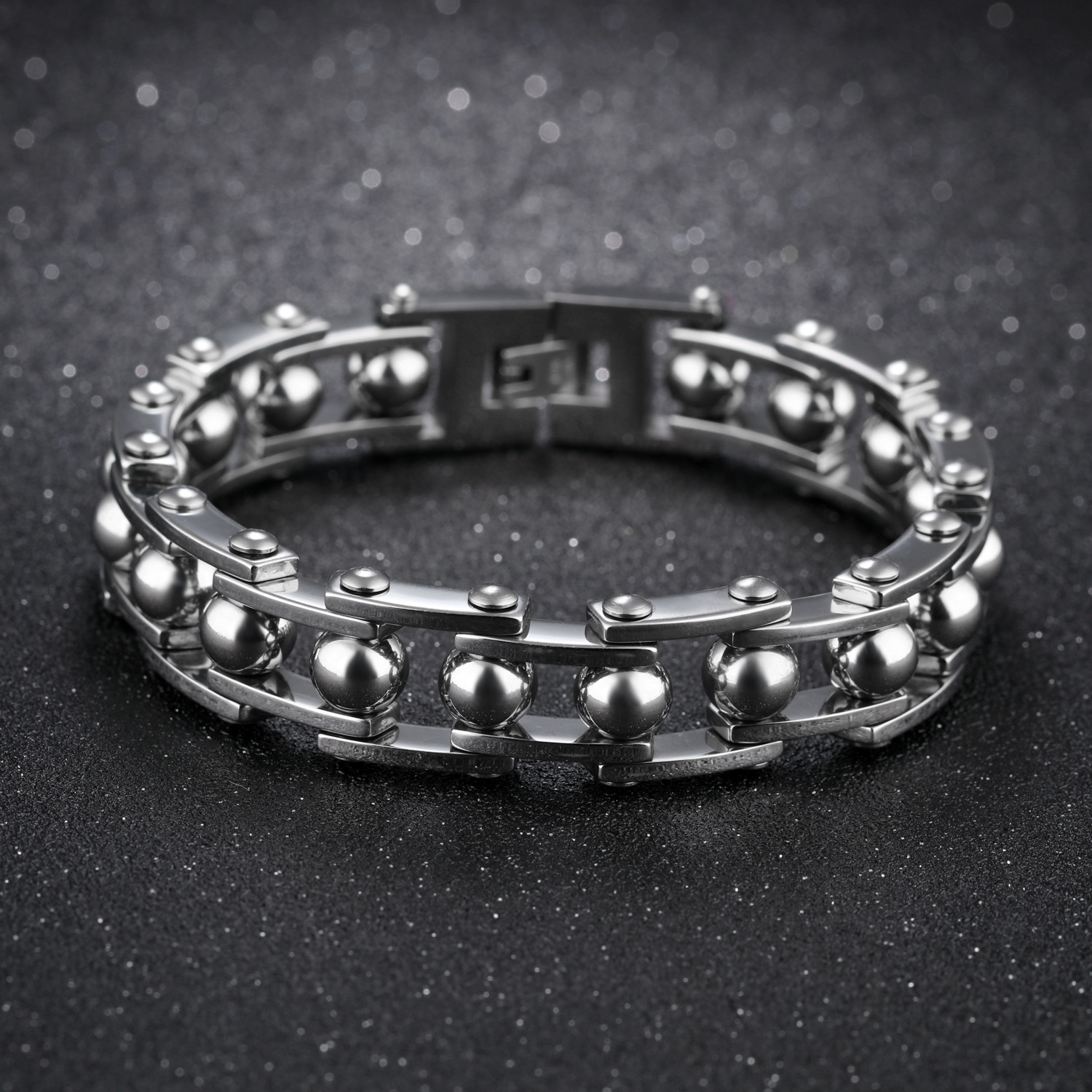 Men Fashion Personality Trend Stainless Steel Between the gold Bracelet