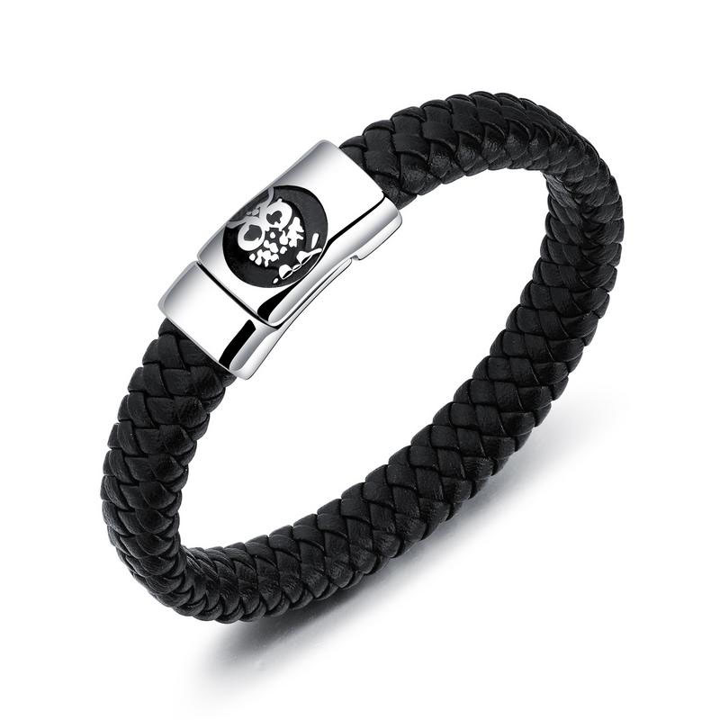 Domineering Owl Weave Leather Bracelet Fashion Classic Tide men Titanium Steel Wristband