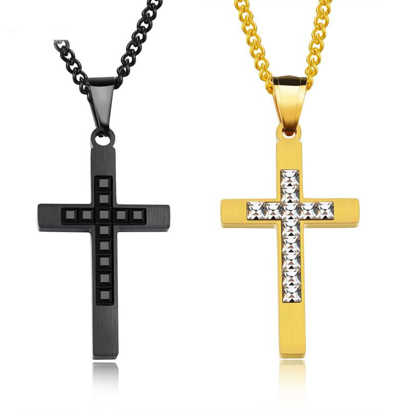 Western Style Hip Hop Classic Cross Men Pendant Mosaic Diamond Tide men Necklace