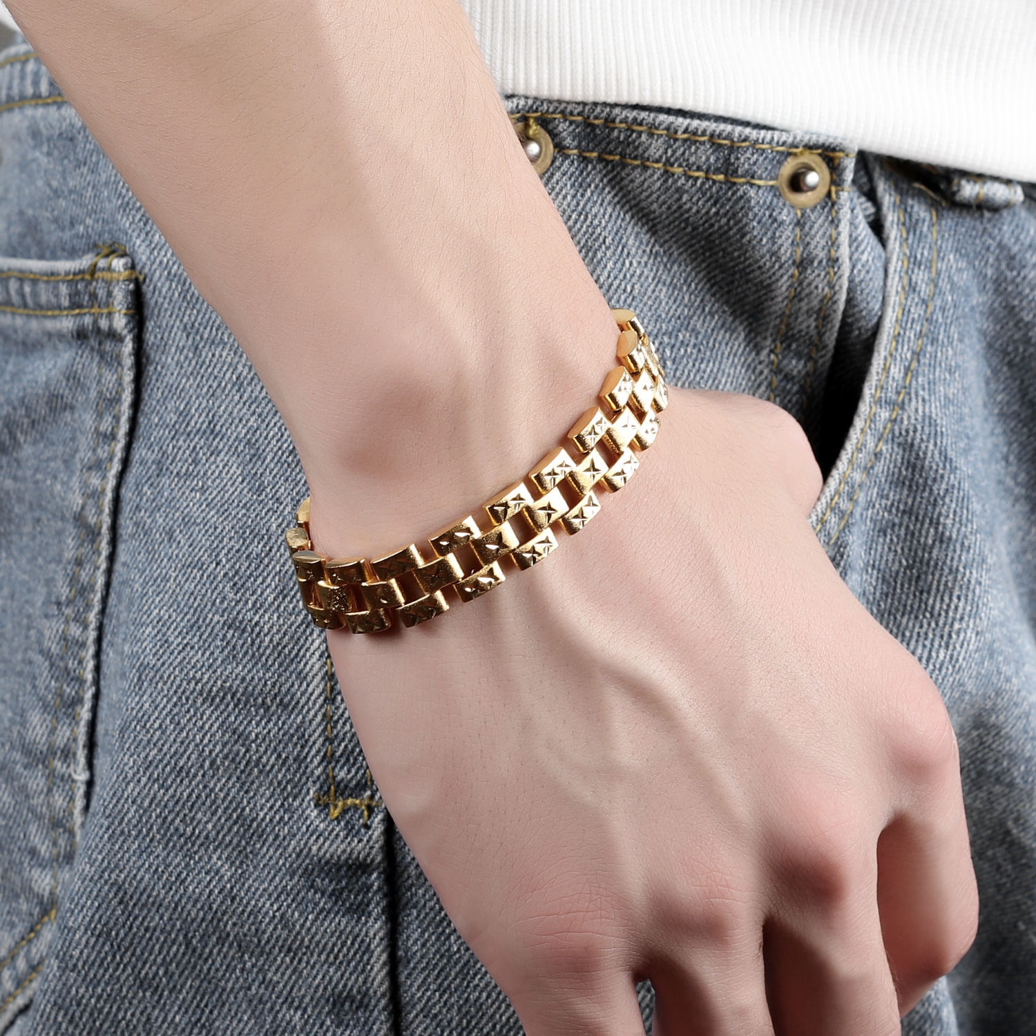 Personality Trend Copper Plated 18K gold Classic Men Fashion Baidu Bracelet