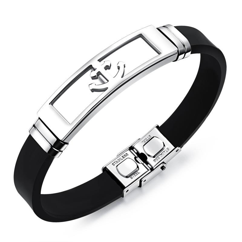 The New Retro Gold Skeleton Anchor Men Personality Silica gel Rocking Bracelet