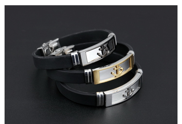 The New Retro Gold Skeleton Anchor Men Personality Silica gel Rocking Bracelet