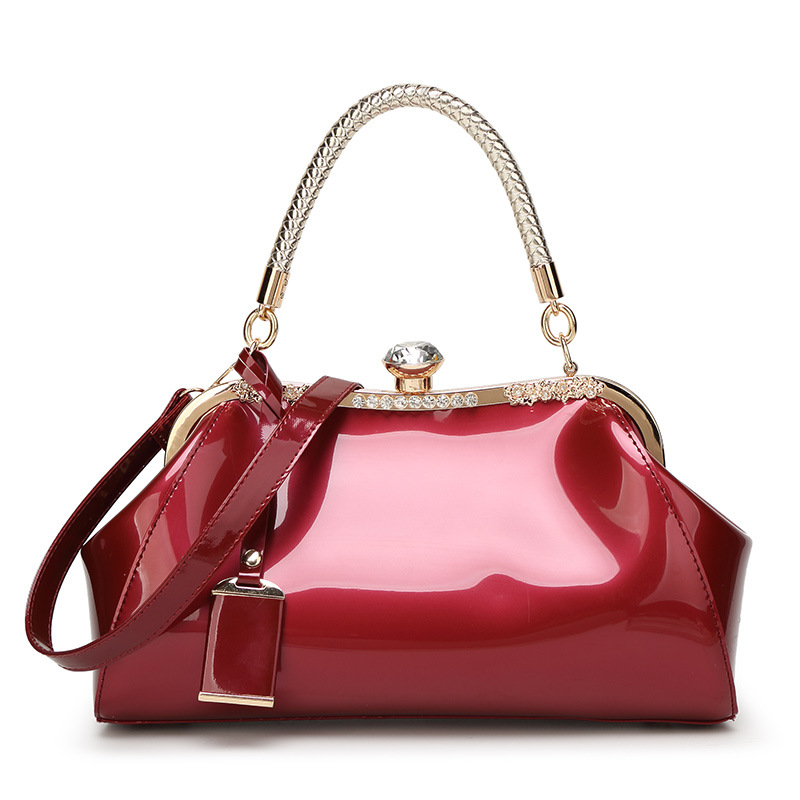 Ms Fashion Patent Leather Handbag Shoulder Oblique Bridal bag Ladies bag Wedding Package