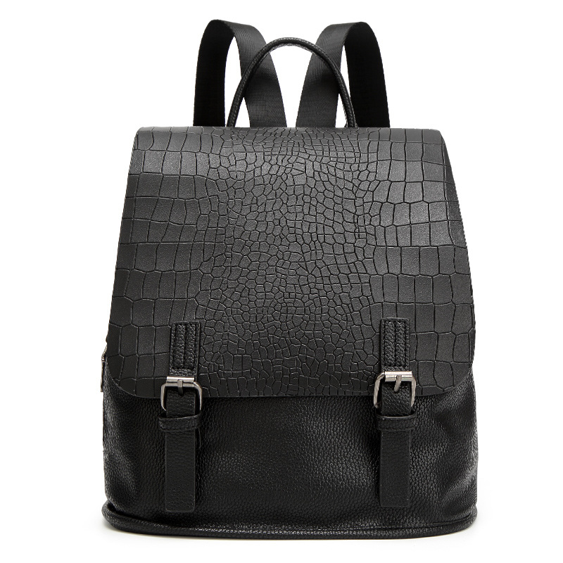 The New Trend Ms Backpack Crocodile Pattern Simple Female Travel School Bag Handbags