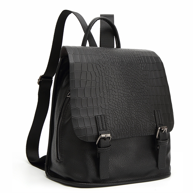 The New Trend Ms Backpack Crocodile Pattern Simple Female Travel School Bag Handbags