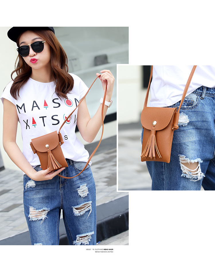 The New Lady Bags Mini Tassel Mobile phone Bag Coin Purse Shoulder Messenger Packet Handbags