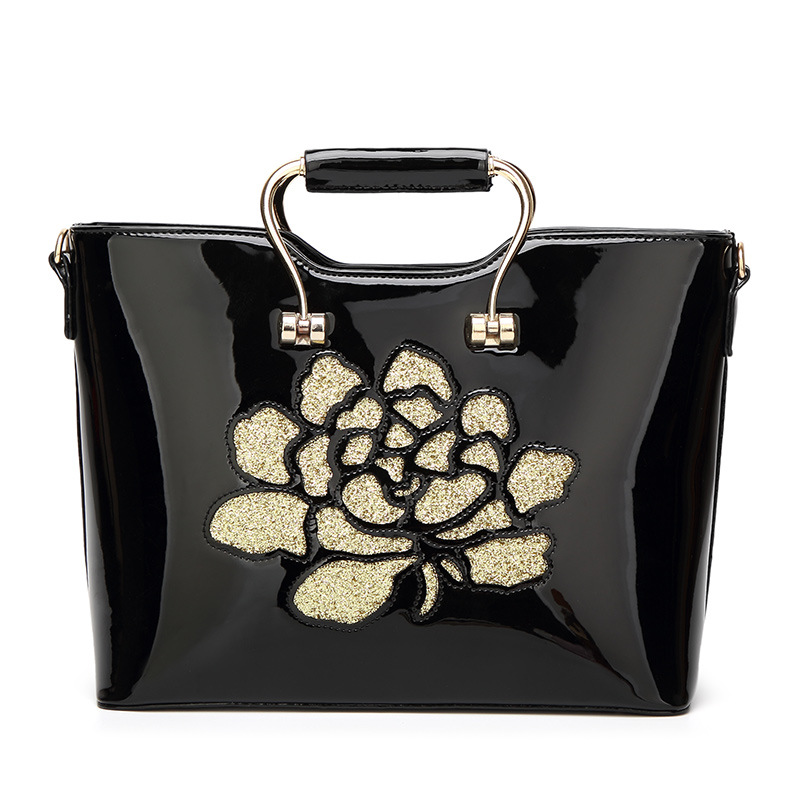 Fashion Western Style Tide Paint Skin Light Bright Side Purse Big bag Shoulder Messenger bag Handbag