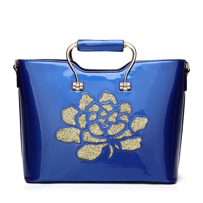 Fashion Western Style Tide Paint Skin Light Bright Side Purse Big bag Shoulder Messenger bag Handbag