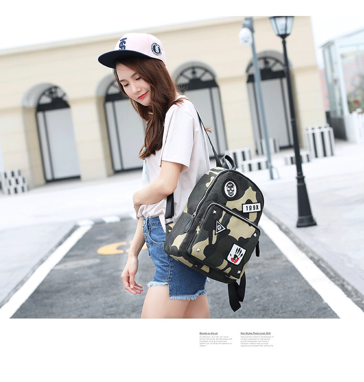 The New Camouflage Backpack Female Travel Backpack Leisure Canvas School bag Lady bags Handbags