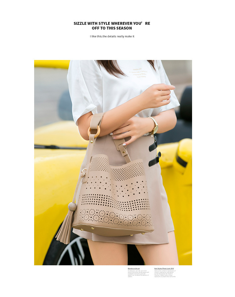 The New Female Tassel Mother Package Wild Fashion Shoulder Messenger Hollow bag