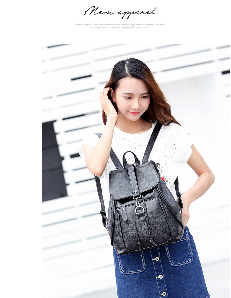Ms Backpack Lady Bags Leisure Fashion Student School bag PU Travel Backpack Handbags