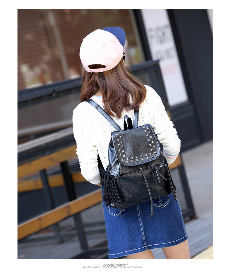 Ladies Bag The New Backpack Shoulder Bags Trend Leisure Fashion Student Tassel Backpack Handbags
