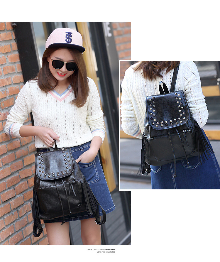 Ladies Bag The New Backpack Shoulder Bags Trend Leisure Fashion Student Tassel Backpack Handbags
