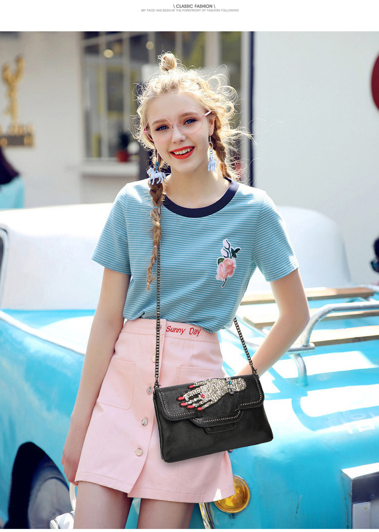 Ms Leisure Fashion Palm Bag Female Shoulder Messenger bag Chain Small Square bag Handbags
