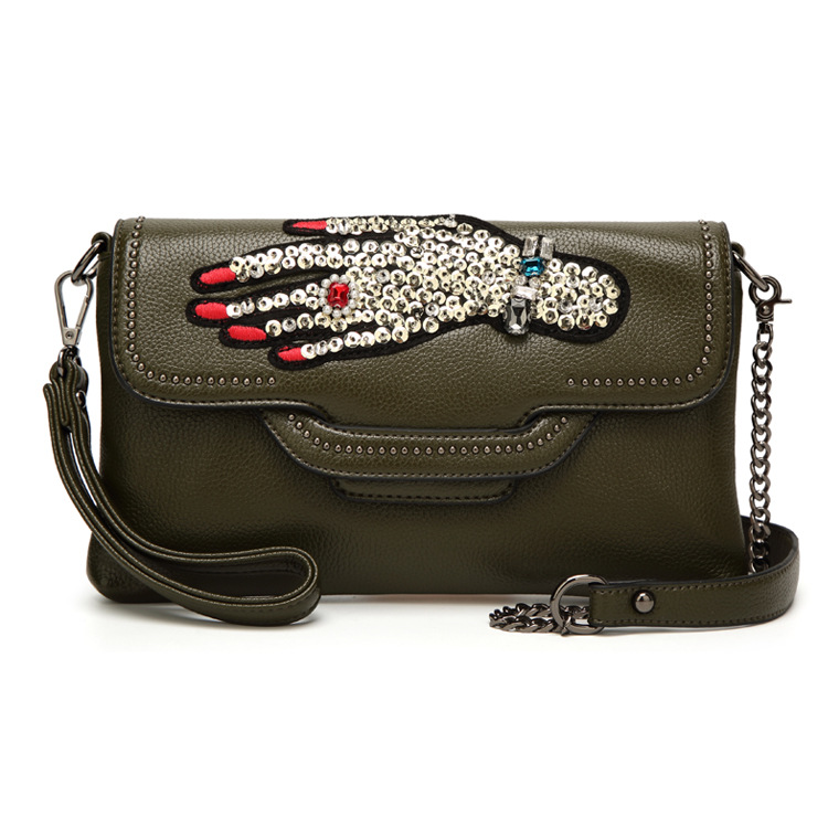 Ms Leisure Fashion Palm Bag Female Shoulder Messenger bag Chain Small Square bag Handbags