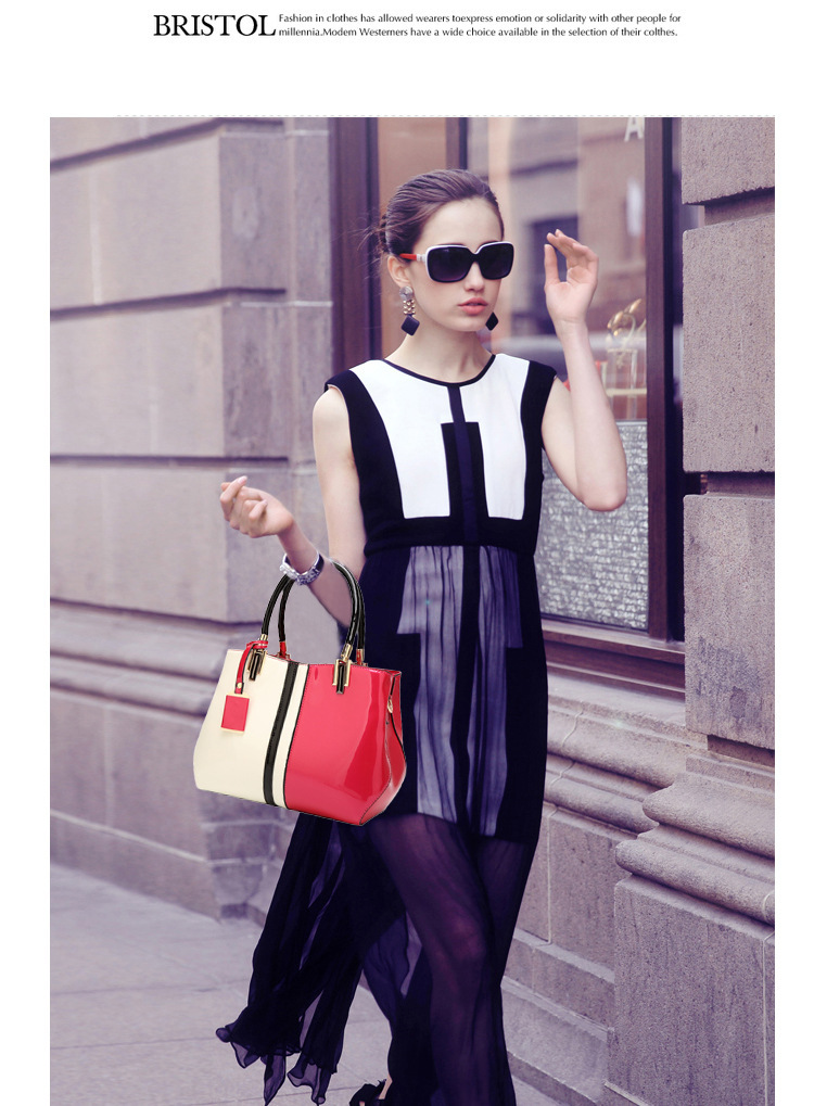 Western Style Fashion Lady Bags Patent Leather Glossy Handbag Shoulder Messenger Lady Bags