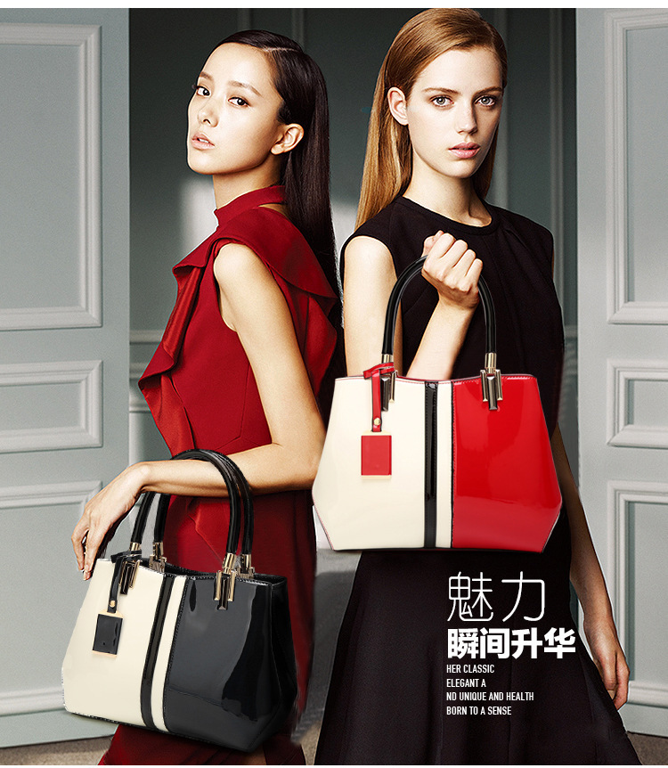 Western Style Fashion Lady Bags Patent Leather Glossy Handbag Shoulder Messenger Lady Bags