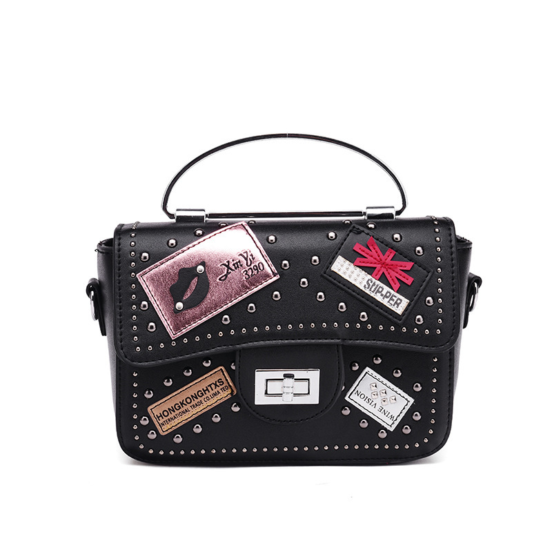 Lady Bags Badge Decoration Small Square Bag Chain Portable Packet Shoulder Messenger bag Handbags