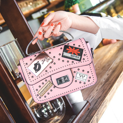 Lady Bags Badge Decoration Small Square Bag Chain Portable Packet Shoulder Messenger bag Handbags