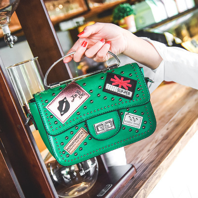 Lady Bags Badge Decoration Small Square Bag Chain Portable Packet Shoulder Messenger bag Handbags