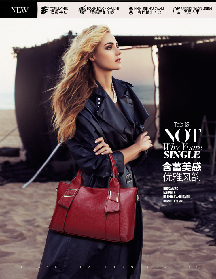 Lady Bags Fashion Litchi Pattern Big Bag Ms Portable Messenger Bag Shoulder Bags