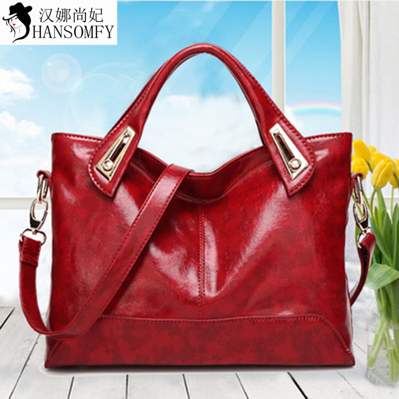 Fashion Trend Lady Bags Oil Wax Ms Leisure Shoulder Messenger Handbag