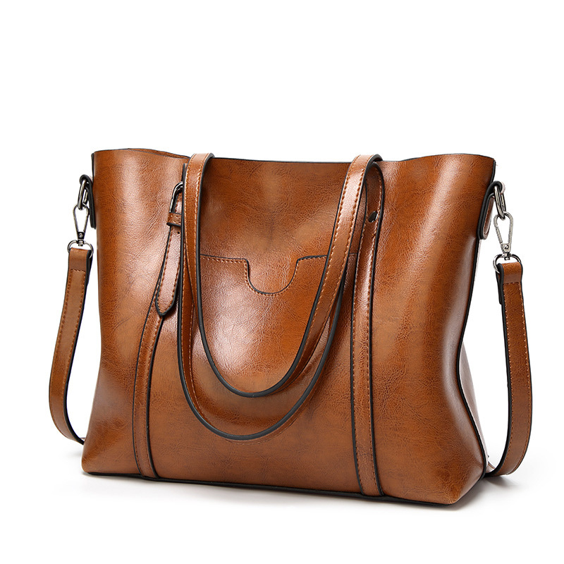 Fashion Lady Bags Big bag Wild Shoulder Messenger Bag Simple Oil wax Leather Handbag Tote Bag