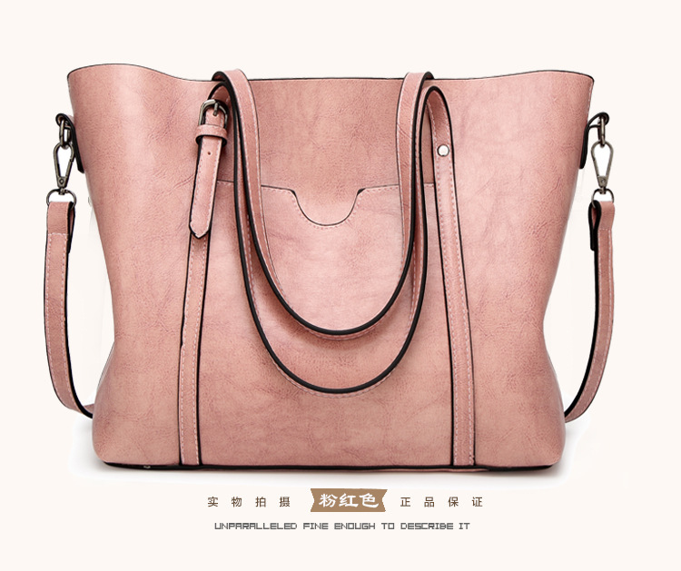Fashion Lady Bags Big bag Wild Shoulder Messenger Bag Simple Oil wax Leather Handbag Tote Bag