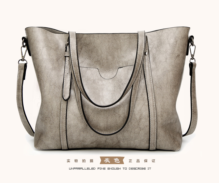 Fashion Lady Bags Big bag Wild Shoulder Messenger Bag Simple Oil wax Leather Handbag Tote Bag