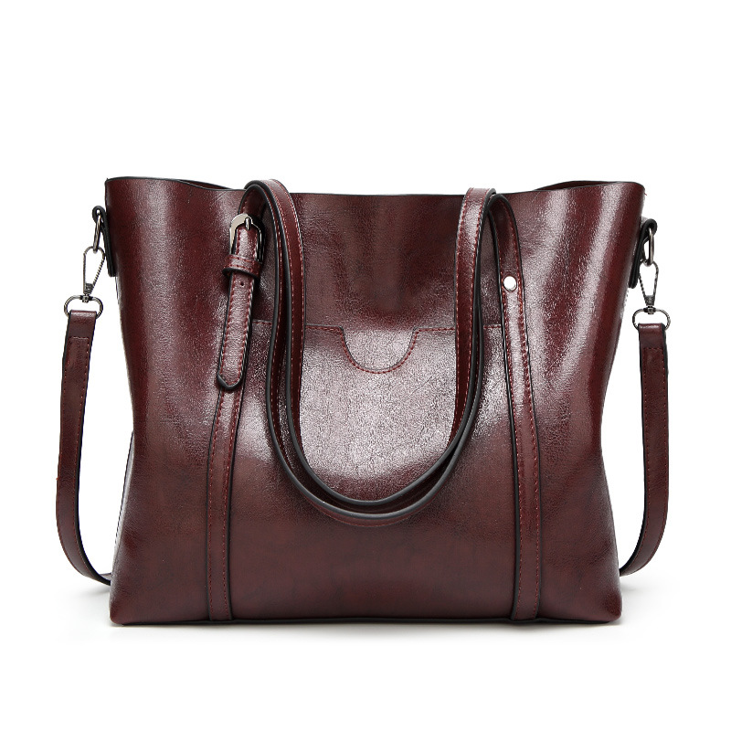 Fashion Lady Bags Big bag Wild Shoulder Messenger Bag Simple Oil wax Leather Handbag Tote Bag