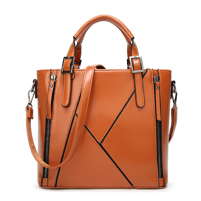 Western Style Handbag Shoulder Messenger Lady Bags Oil Wax Skin Stitching Fashion Ladies bag