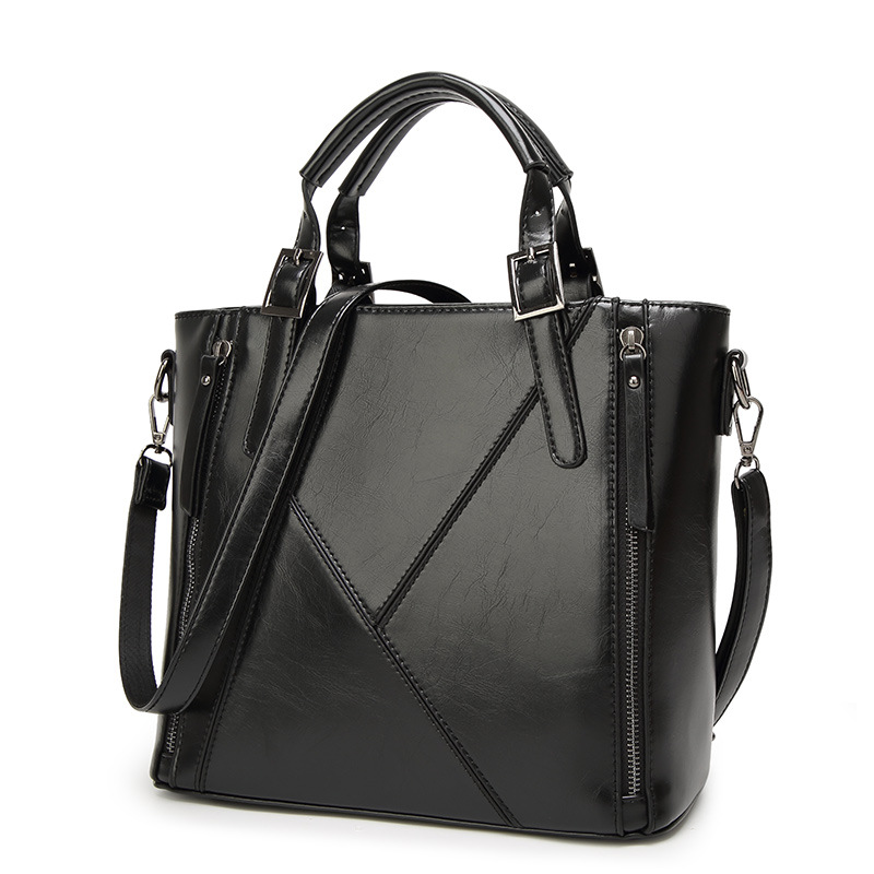 Western Style Handbag Shoulder Messenger Lady Bags Oil Wax Skin Stitching Fashion Ladies bag