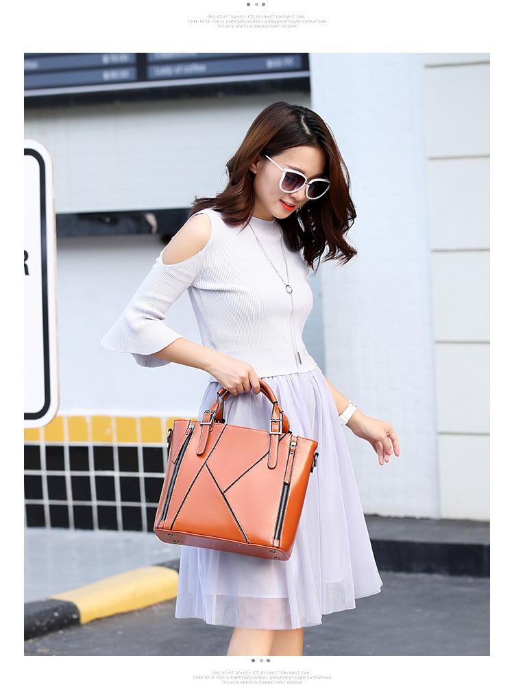 Western Style Handbag Shoulder Messenger Lady Bags Oil Wax Skin Stitching Fashion Ladies bag