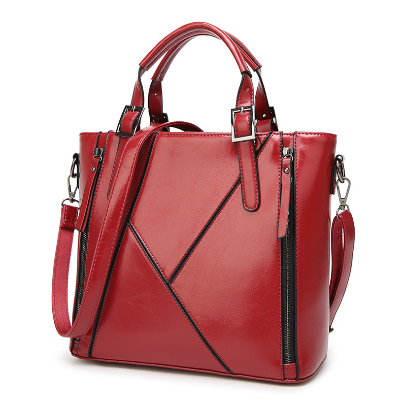 Western Style Handbag Shoulder Messenger Lady Bags Oil Wax Skin Stitching Fashion Ladies bag