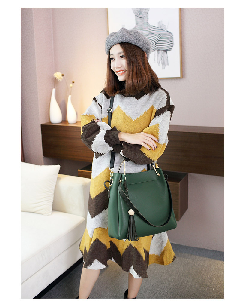 Ladies bag Messenger Mother Package Portable Shoulder Bags Simple Tassel Bucket Big Bag