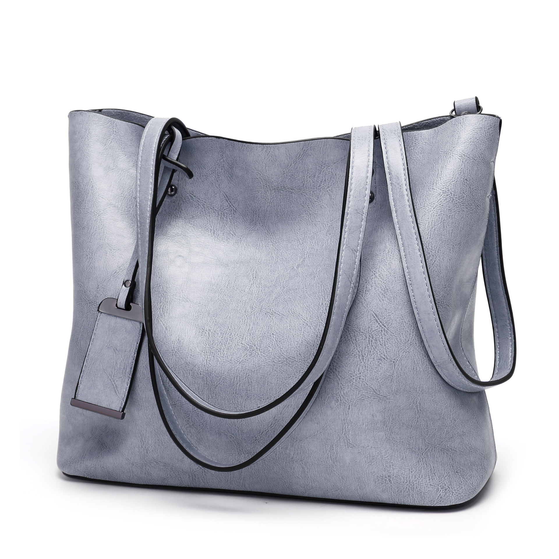 Western Style Fashion Tote Retro Oil Skin High Capacity Shoulder Handbag