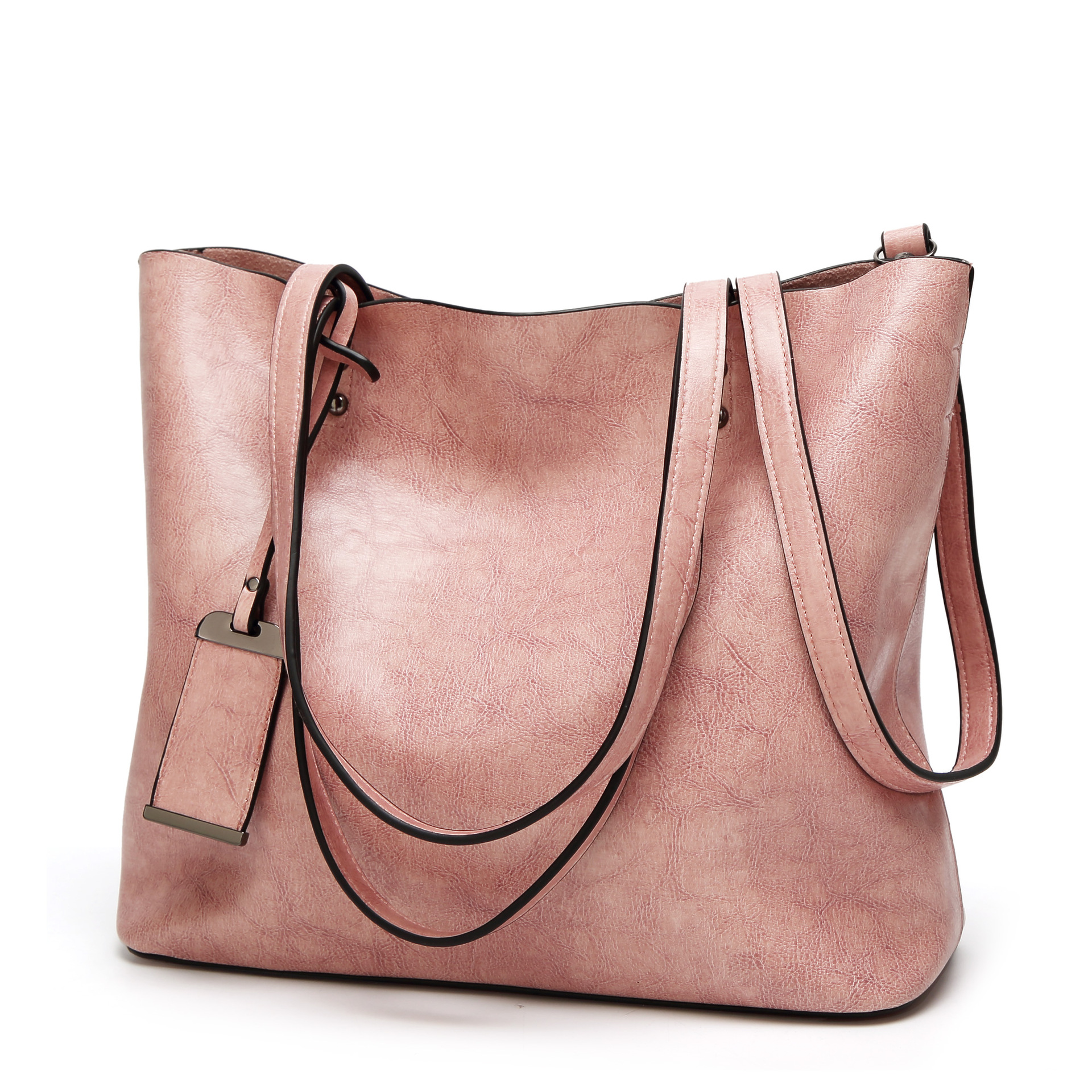 Western Style Fashion Tote Retro Oil Skin High Capacity Shoulder Handbag