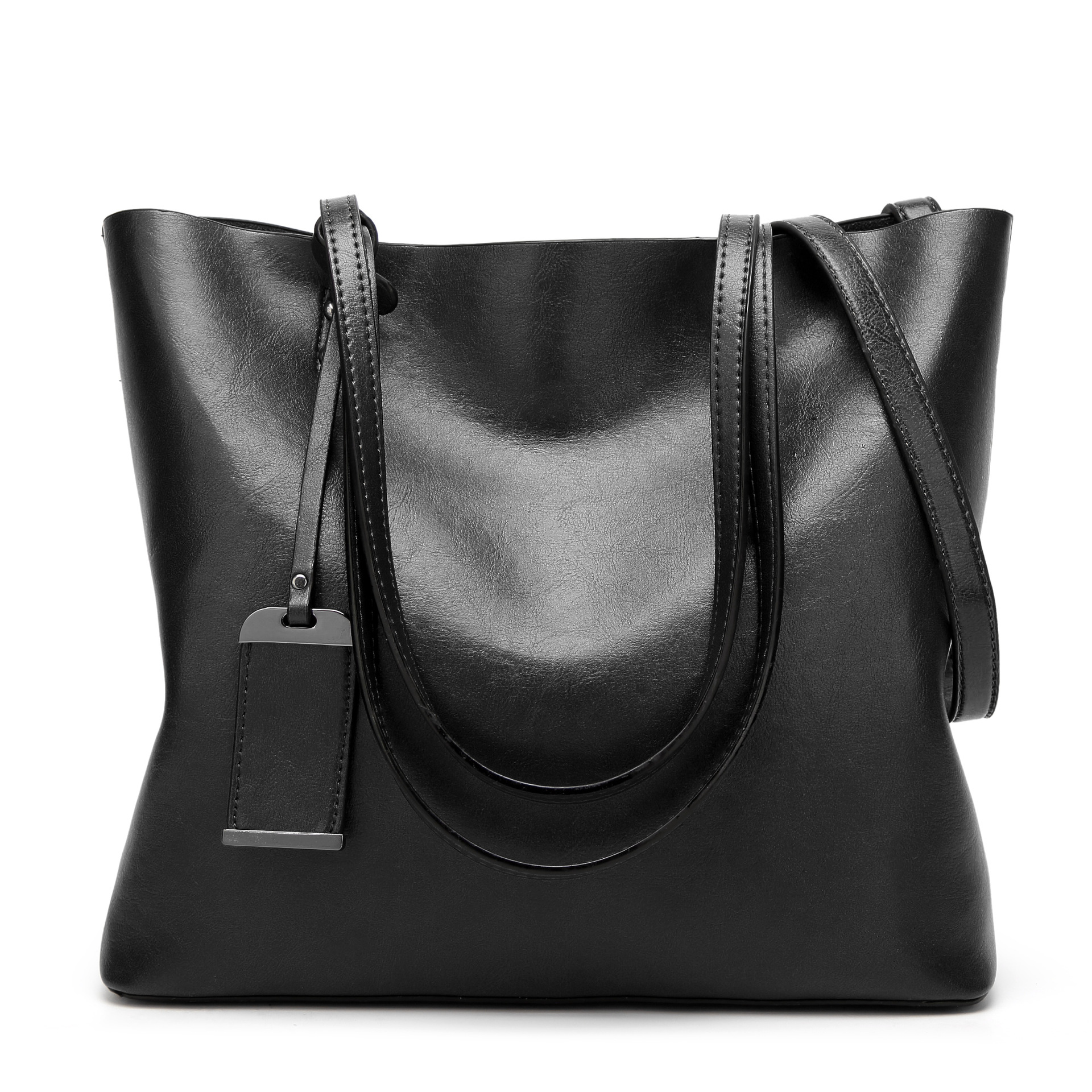 Western Style Fashion Tote Retro Oil Skin High Capacity Shoulder Handbag