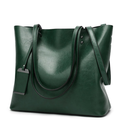 Western Style Fashion Tote Retro Oil Skin High Capacity Shoulder Handbag